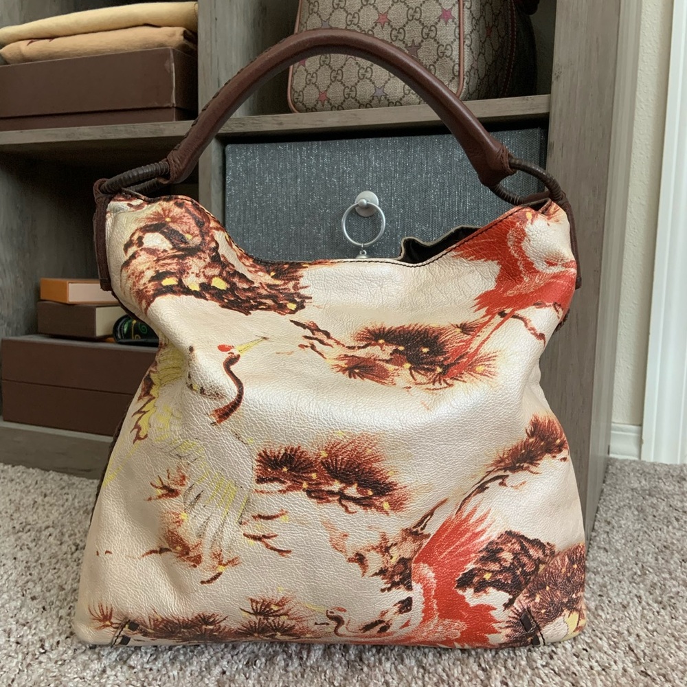 Lucky Brand Crane Print Boho Bag
